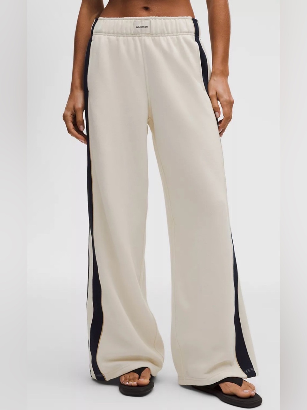 lululemon athletica Cream Wide-Leg Pants with Black Side Panels